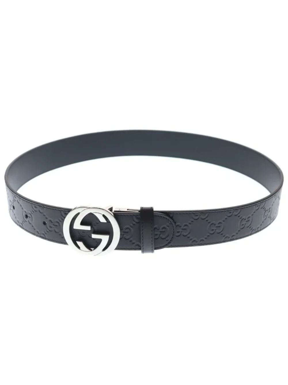 Gucci Interlocking Leather Belt Brown Silver